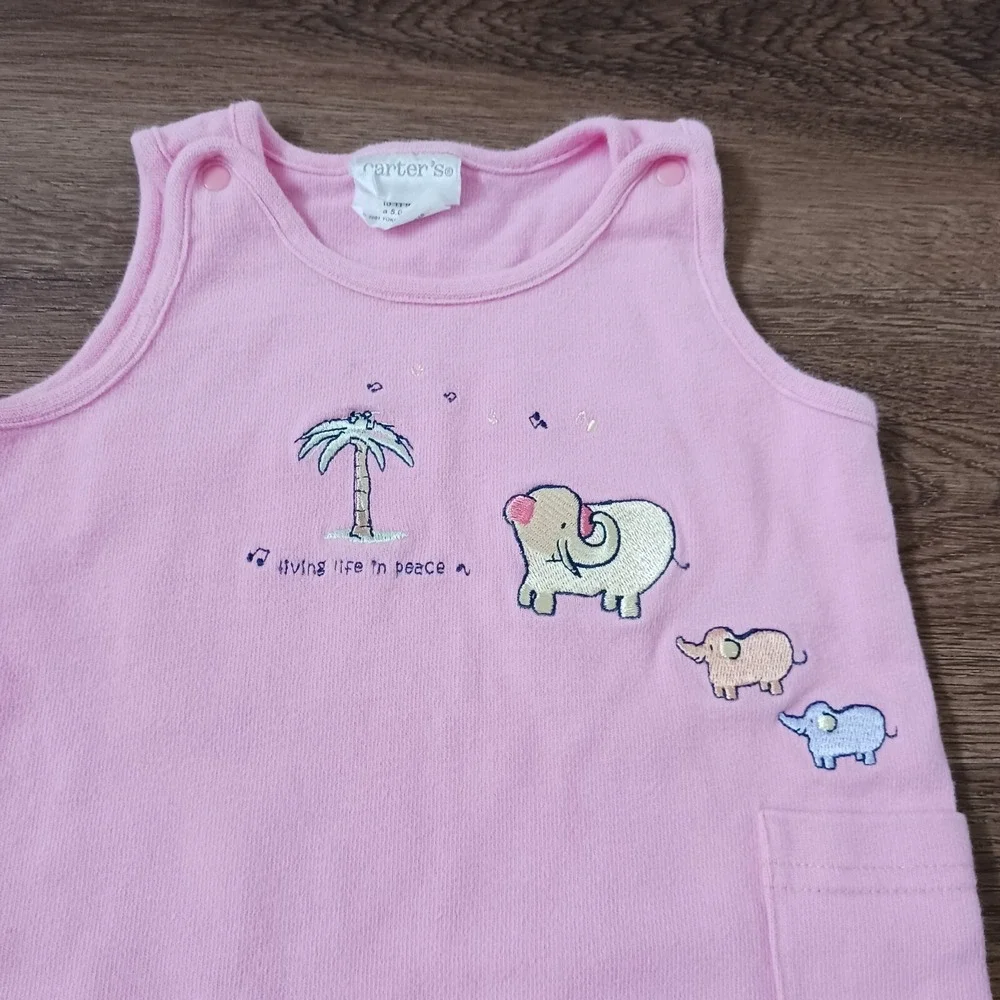 Vtg‎ Carter's John Lennon Living Life in Peace One Piece Pink Coveralls 0-3 Mo